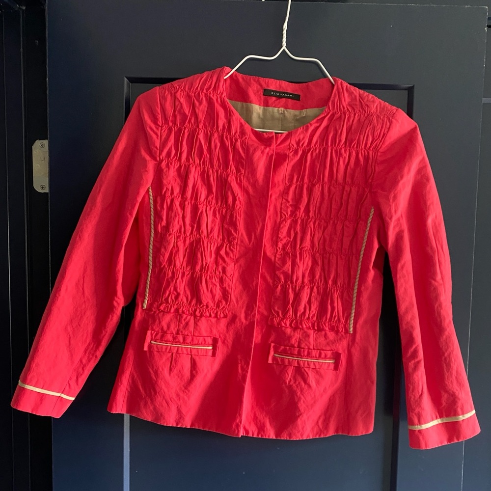 Elie Tahari Red Ruched Blazer